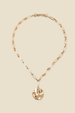 Gold Plated Hammered Chain Link Necklace