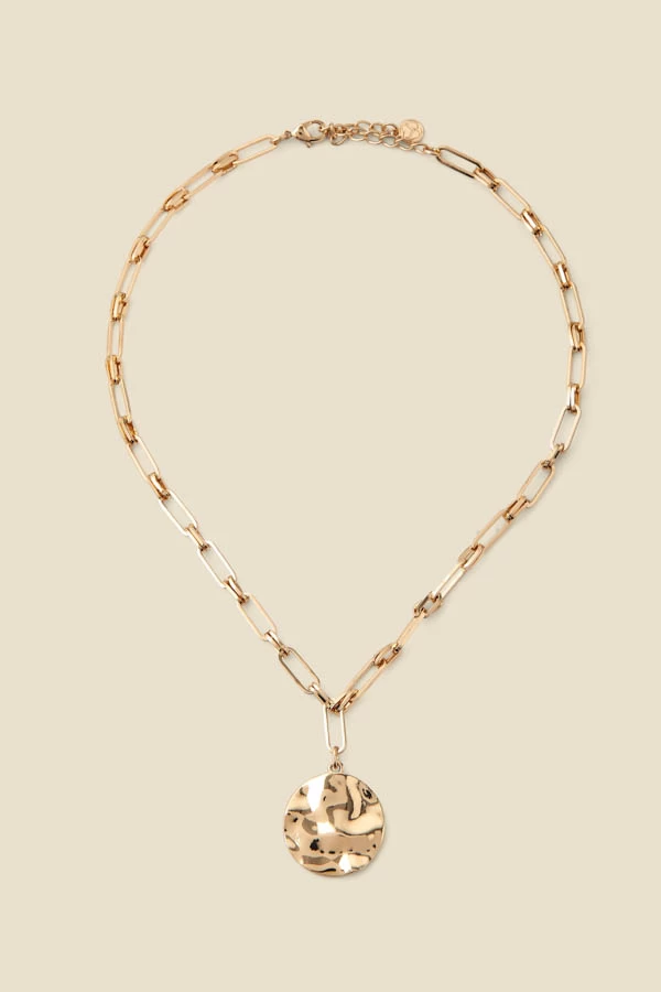 Gold Plated Hammered Chain Link Necklace 1 Gold Plated Hammered Chain Link Necklace