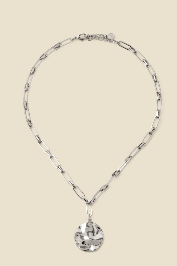 Silver Plated Hammered Chain Link Necklace 1 Silver Plated Hammered Chain Link Necklace