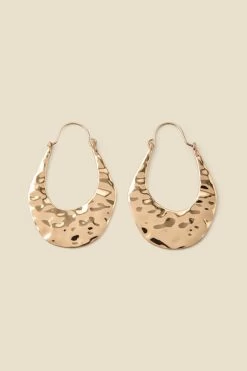 Gold Hammered Oval Hoop Earrings -Trendora Shop web 2307 box a23ac039mc0003 b