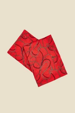 Red Chain Print Scarf -Trendora Shop web 2307 box a23ac070rd0017 b