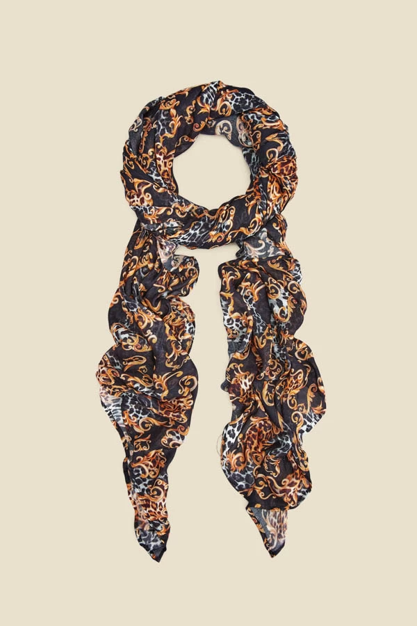 Black Baroque Print Scarf 2 Black Baroque Print Scarf - Image 2