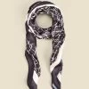 Black & Ivory Geometric Print Contrast Trim Scarf
