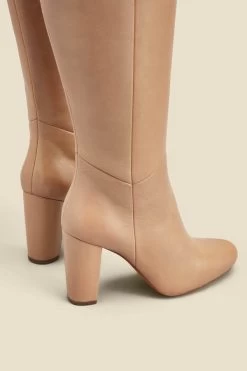 Blake Taupe Leather Knee High Boot -Trendora Shop web 2307 box a23fw004bn0003 b