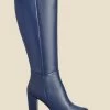 Blake Navy Blue Leather Knee High Boot
