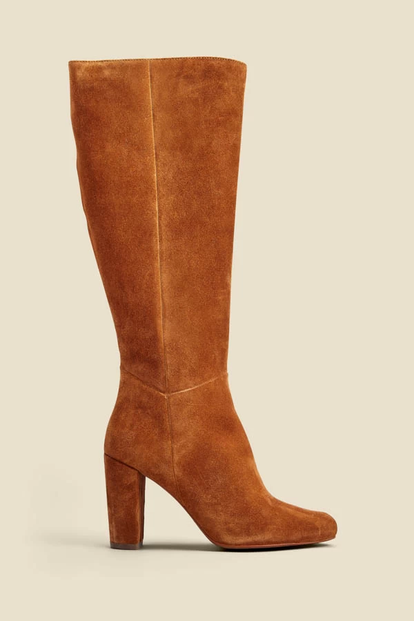 Blake Tan Suede Zip Knee High Boot 1 Blake Tan Suede Zip Knee High Boot