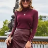 Wine Leather A-Line Skirt