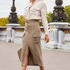 Camel Pocket Detail Utility Midi Skirt