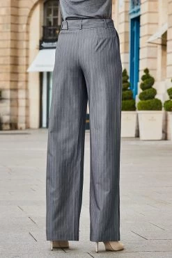 Grey Pinstripe Belted Wide Leg Trousers -Trendora Shop web 2308 108 a23bw039gy0001 a20tk008gy0005 108 195 rt