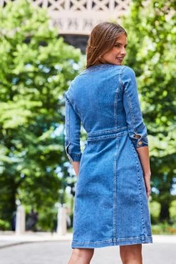 Mid Blue Button Front Pocket Detail Denim Dress 8 Mid Blue Button Front Pocket Detail Denim Dress -Trendora Shop web 2308 122 a23dd003be0007 122 248