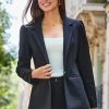 Black Ruched Shoulder Ponte Blazer