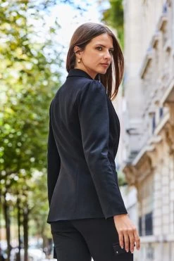 Black Ruched Shoulder Ponte Blazer 8 Black Ruched Shoulder Ponte Blazer -Trendora Shop web 2308 123 a23le035bk0001 a23le038bk0001 123 402