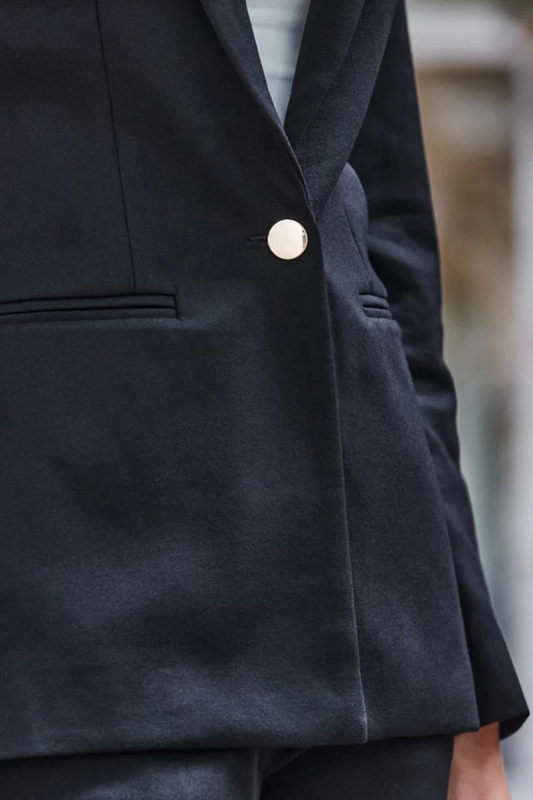 Black Ruched Shoulder Ponte Blazer 4 Black Ruched Shoulder Ponte Blazer - Image 4