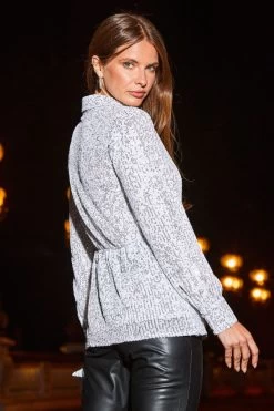 Winter White Sequin Tie Side Longline Shirt -Trendora Shop web 2308 25 s23tw167wh0001 25 178 rt