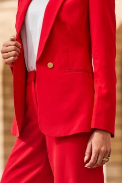Red Shawl Collar Blazer -Trendora Shop web 2308 31 a22bw006rd0001 a23ow063rd0001 31 289