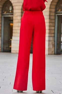 Red High Waisted Wide Leg Trousers -Trendora Shop web 2308 32 a23tw093rd0021 a22bw006rd0001 32 245