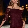 Burgundy Luxe Lace Bardot Top