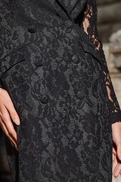 Black Lace Double Breasted Blazer Dress -Trendora Shop web 2308 48 s23dw025bk0001 48 114