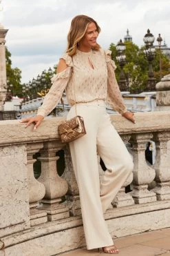 Ivory Metallic Fleck Print Cold Shoulder Top 13 Ivory Metallic Fleck Print Cold Shoulder Top -Trendora Shop web 2308 71 a23tw036iv0001 a23bw037we0001 71 009