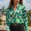 Green Floral Satin Shirt