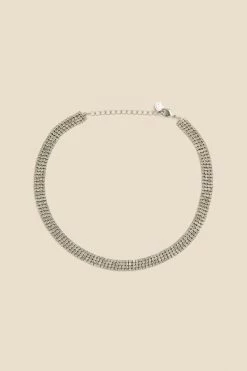 Silver Rhinestone Choker Necklace