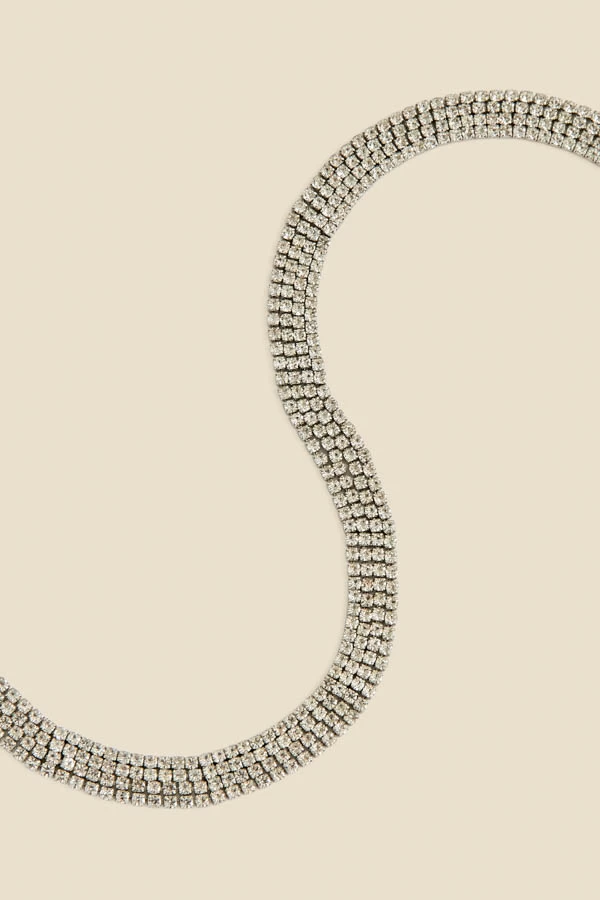 Silver Rhinestone Choker Necklace 2 Silver Rhinestone Choker Necklace - Image 2