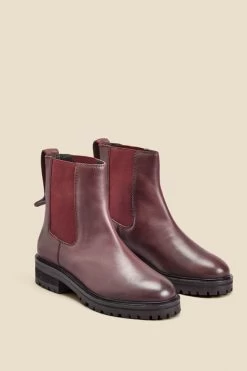Wine Chunky Sole Leather Chelsea Boot -Trendora Shop web 2308 box a23fw007rd0011 b 1