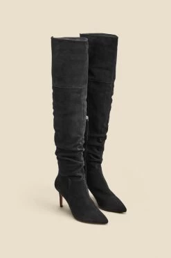 Black Suede Slouch Stiletto Heel Over The Knee High Boot 8 Black Suede Slouch Stiletto Heel Over The Knee High Boot -Trendora Shop web 2308 box a23fw028bk0001 b 1