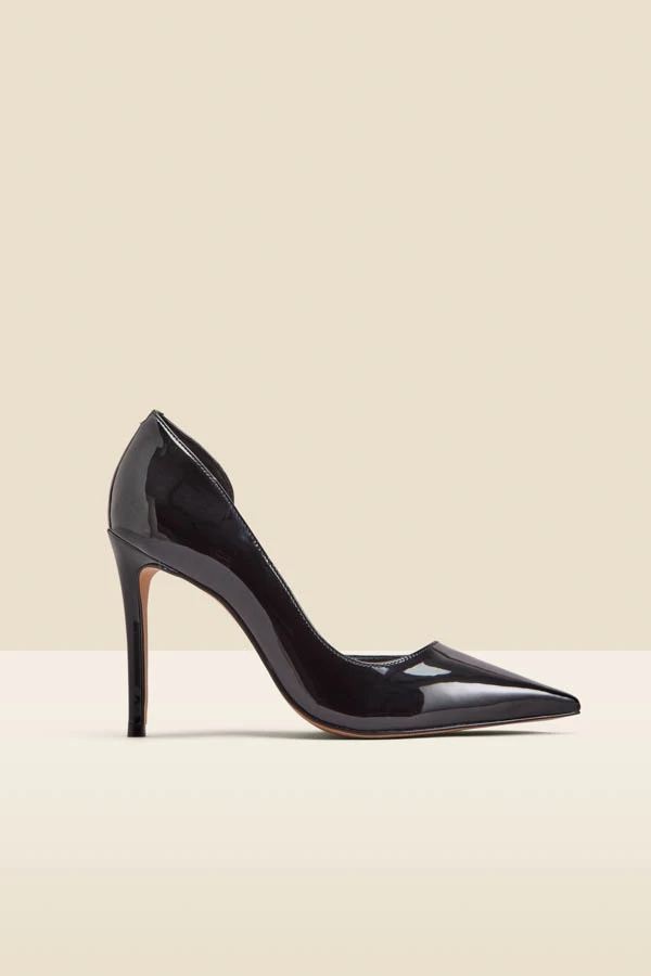 Black Patent Leather Cut Out Detail Stiletto Heel Court Shoes 4 Black Patent Leather Cut Out Detail Stiletto Heel Court Shoes - Image 4