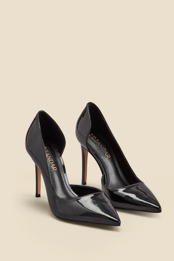 Black Patent Leather Cut Out Detail Stiletto Heel Court Shoes 2 Black Patent Leather Cut Out Detail Stiletto Heel Court Shoes - Image 2