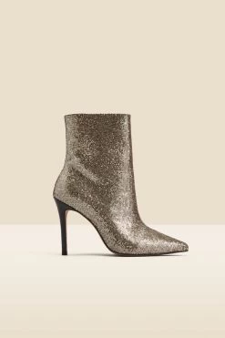 Gold Glitter Pointed Toe Ankle Boot -Trendora Shop web 2308 box a23fw070mc0003 a
