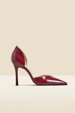 Wine Patent Leather Sweetheart Court Shoe -Trendora Shop web 2308 box a23fw077rd0011 a