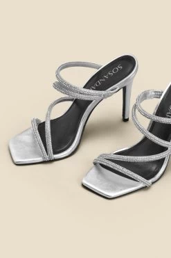 Silver Leather Diamante Strap Square Toe Sandal 8 Silver Leather Diamante Strap Square Toe Sandal -Trendora Shop web 2308 box a23fw078mc0005 c 1