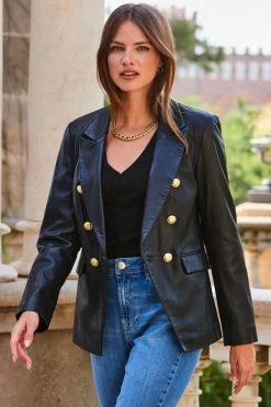 Black Leather Blazer With Gold Button Detail 9 Black Leather Blazer With Gold Button Detail -Trendora Shop web 2309 09 a23tw040bk0001 s22bd010be0010 s23ol014bk0001 09 256 1