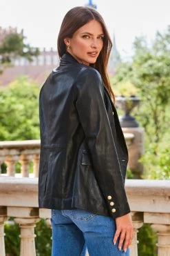 Black Leather Blazer With Gold Button Detail 10 Black Leather Blazer With Gold Button Detail -Trendora Shop web 2309 09 a23tw040bk0001 s22bd010be0010 s23ol014bk0001 09 308
