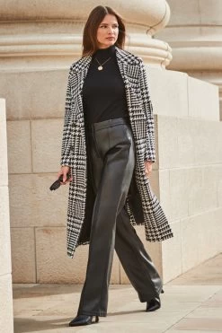 Black Faux Leather Wide Leg Trousers -Trendora Shop web 2309 103 a23ow017bkwe01 s23bp006bk0001 103 151 2