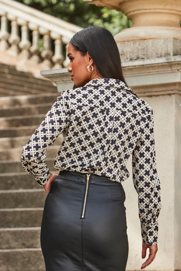 Black Geometric Print Shirt 4 Black Geometric Print Shirt - Image 4