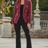 Burgundy Sparkle Boucle Military Blazer