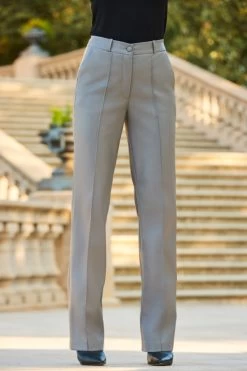 Grey Faux Leather Wide Leg Trousers -Trendora Shop web 2309 144 a23ow015gy0003 144 448