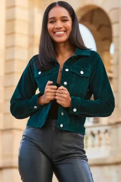 Emerald Green Velvet Denim Jacket 7 Emerald Green Velvet Denim Jacket -Trendora Shop web 2309 149 a22od002gn0032 149 105