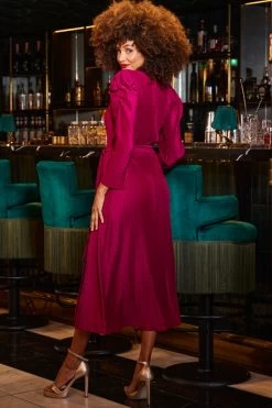 Rich Red Plisse Faux Wrap Midi Dress 8 Rich Red Plisse Faux Wrap Midi Dress -Trendora Shop web 2309 221 a23dj088rd0007 221 071