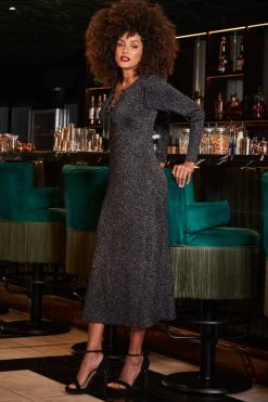 Pewter Metallic Chain Lace Up Detail Midi Dress 8 Pewter Metallic Chain Lace Up Detail Midi Dress -Trendora Shop web 2309 230 a23dk197mc0004 230 025