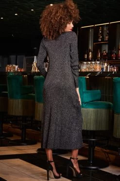 Pewter Metallic Chain Lace Up Detail Midi Dress 9 Pewter Metallic Chain Lace Up Detail Midi Dress -Trendora Shop web 2309 230 a23dk197mc0004 230 085