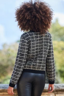 Black & Gold Metallic Fleck Premium Chic Cardigan 11 Black & Gold Metallic Fleck Premium Chic Cardigan -Trendora Shop web 2309 27 a23tk284bk0001 a22bl004bk0001 27 221