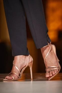 Rose Gold Leather Multi Strap Pointed Toe Stiletto Heel Sandals -Trendora Shop web 2309 49 a23tw018mc0003 a23bw001bk0001 49 150