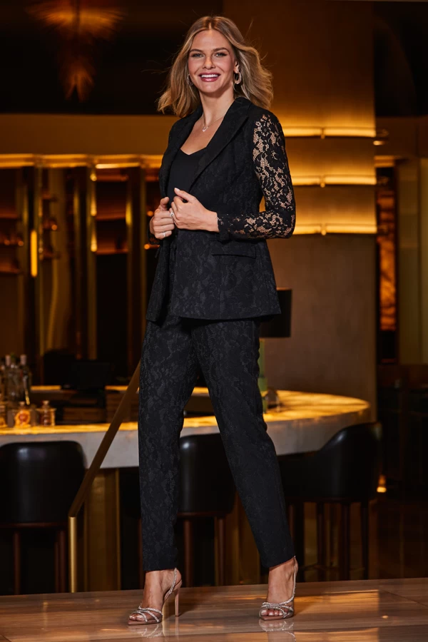 Black Premium Lace Detail Tuxedo Trousers 1 Black Premium Lace Detail Tuxedo Trousers