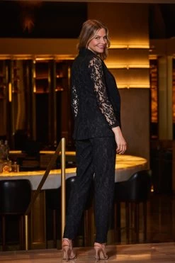 Black Premium Lace Detail Tuxedo Trousers 11 Black Premium Lace Detail Tuxedo Trousers -Trendora Shop web 2309 53 s23bw003bk0001 s23ow034bk0001 53 284 1