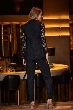 Black Premium Lace Detail Tuxedo Trousers 12 Black Premium Lace Detail Tuxedo Trousers -Trendora Shop web 2309 53 s23bw003bk0001 s23ow034bk0001 53 288 1