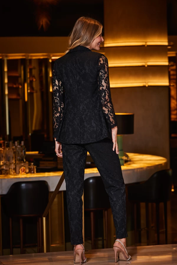 Black Premium Lace Detail Tuxedo Trousers 6 Black Premium Lace Detail Tuxedo Trousers - Image 6