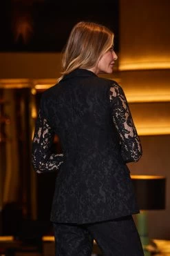 Black Premium Lace Detail Blazer -Trendora Shop web 2309 53 s23bw003bk0001 s23ow034bk0001 53 297